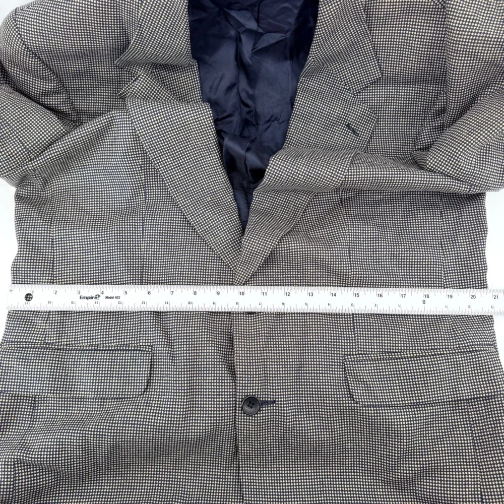 Bachrach Vintage Micro-Check Two-Button Blazer Jacket 42R Navy Tan Canada